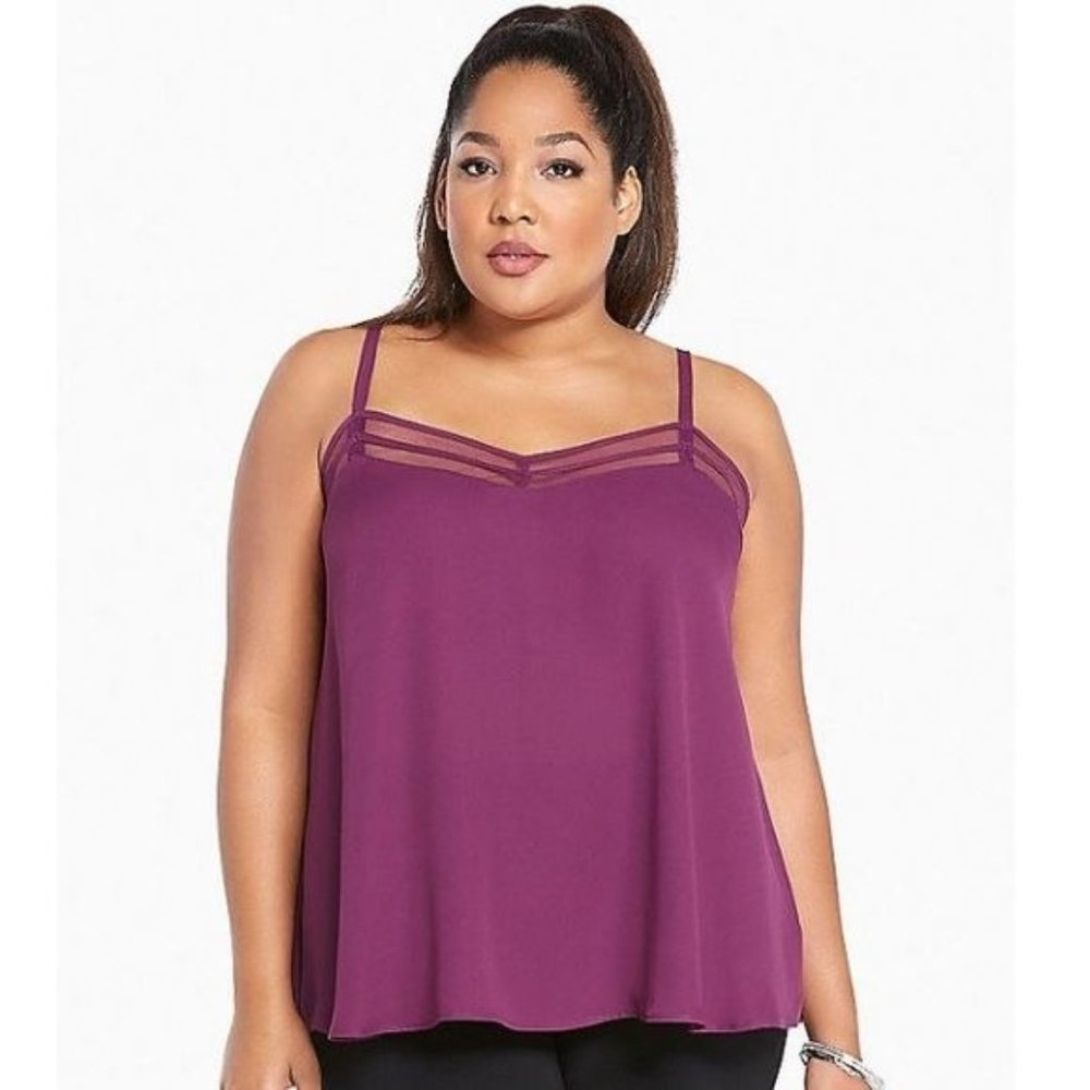 Torrid Purple Georgette Mesh Insert Cami Size 0 Large NWT